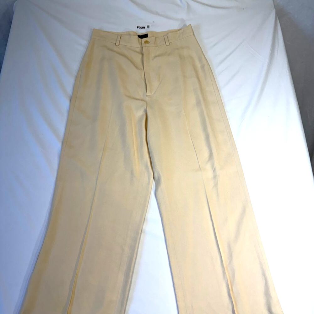 Calvin Klein 100% Silk Ivory Wide Leg Dress Pants Women's Size 8 – High Rise